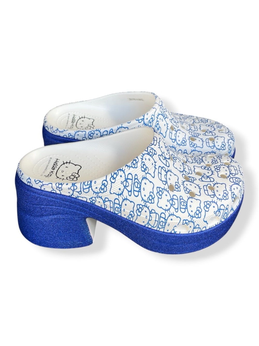 Hello Kitty x Crocs Siren Clog '50th Anniversary' Blue Glitter Platform Mules 11 - Picture 5 of 15